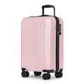 KYME Carry on luggage 22x14x9 Airline Approved Suitcase Hardshell With Double Spinner Wheels, PC+ABS TSA Lock Travel Luggage (Pink, 20" Carry On)
