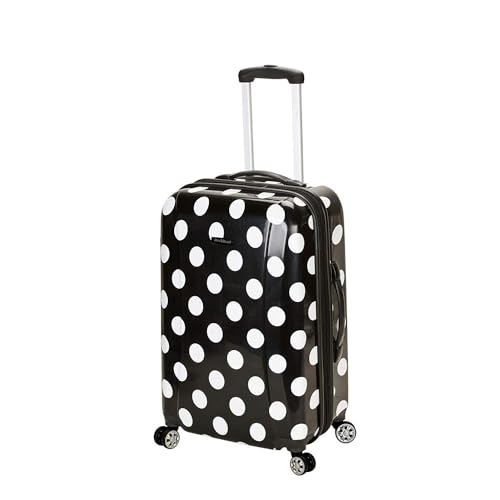Rockland Laguna Beach Hardside Spinner Wheel Luggage, Black Dot, Carry-On 20"