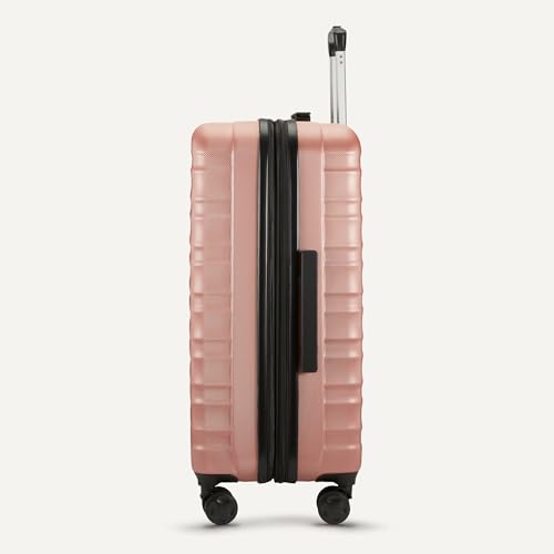 Amazon Basics 3-Piece Hardshell Suitcases Set (21", 26", 30"), Expandable For Up to 25% More Space, With Scratch-Resistant Finish, Four Multi-Directional Wheels, Rose Gold