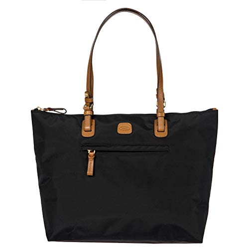 Bric's X-Collection Sportina Large 3-in-1 Tote Bag - Water-Resistant Recycled Nylon Travel Carry-On Bag with Adjustable Strap and Luggage Pass-Through - Detachable Pouch Included - Black