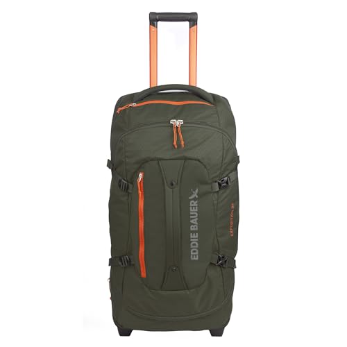 Eddie Bauer Expedition Rolling Duffel Bag with Wheels | Travel | Check-In | Luggage | Rugged | Durable - Dark Thyme, 30"