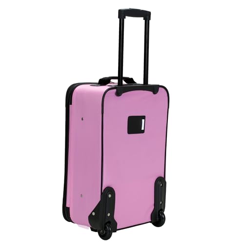 Rockland Fashion Softside 2 Piece Luggage Set, Expandable, (14" Tote/19" Upright), Pink