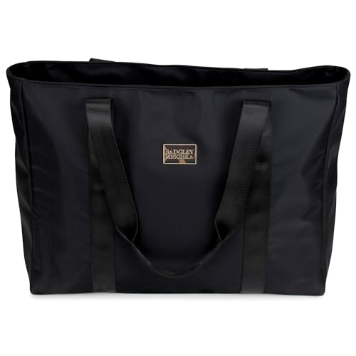 Badgley Mischka Uncomplicated Nylon Weekender Travel Bag, Lightweight Duffel Tote for Women, Carry On Overnight Bag (Black)