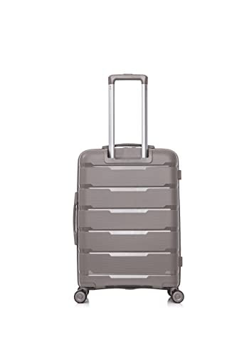 Rockland Pasadena Hardside Luggage with Spinner Wheels, Silver, 19", 23", 27"