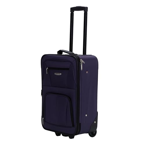 Rockland Fashion Softside 2 Piece Luggage Set, Expandable, (14" Tote/19" Upright), Purple