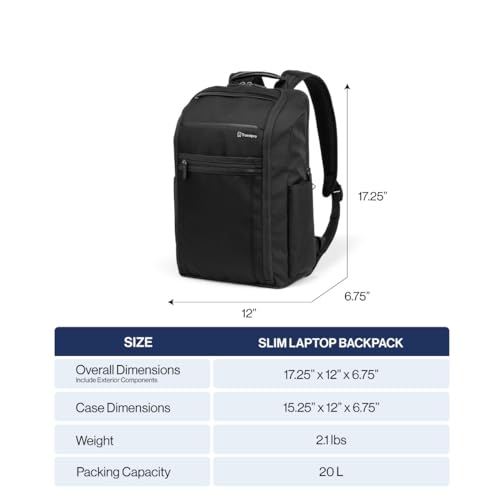 Travelpro Crew Executive Choice 3 Slim Backpack fits up to 15.6 Laptops and Tablets, Men and Women, Water-Resistant, Titanium Grey