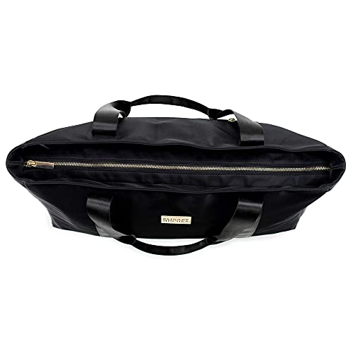 Badgley Mischka Uncomplicated Nylon Weekender Travel Bag, Lightweight Duffel Tote for Women, Carry On Overnight Bag (Black)