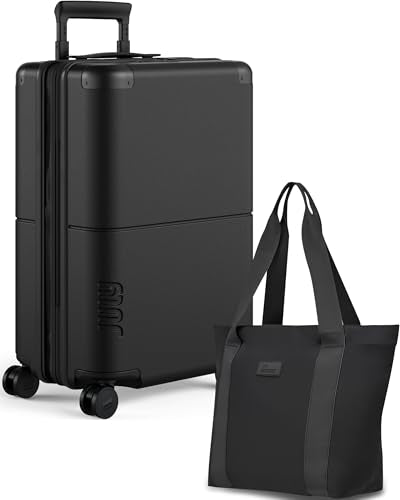July Carry On Max Expandable - 21.5" Airline Approved Carry On Luggage with Travel Tote, Rolling Suitcase for Men & Women - TSA Lock Spinner Suitcase, Silent Wheels, Expansion Zip - Charcoal