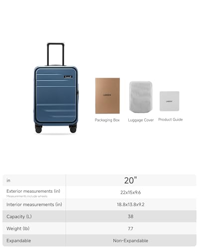 LUGGEX Carry On Luggage Top Opening, FLA Aluminum Frame Trunk Style Luggage, Polycarbonate Hard Shell Suitcase (FX-Enhance, Blue, 20 Inch, 38L)