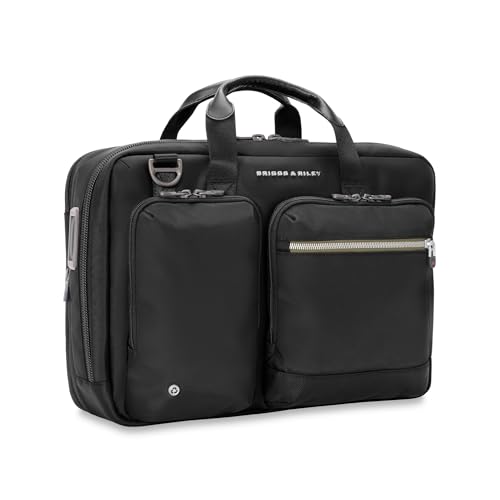 Briggs & Riley Medium Expandable Briefcase - Laptop Bag for Work & Travel, Briefs for Men & Women, Includes Shoulder Strap, Self-Repairing Zippers, Fits up to 15" Computer - HTA Collection, Black