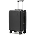 mixi Carry On Luggage, 20'' Suitcase with Front Pocket, Travel Rolling Luggage Aluminum Frame PC Hardside with Spinner Wheels & TSA Lock and Cover - Black