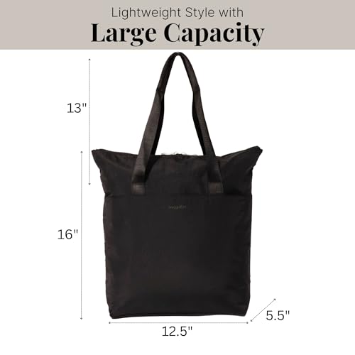 Baggallini Swift Tote Bag for Women - Lightweight 12x16" Nylon Zipped Travel Carry On Bag w/Luggage Sleeve