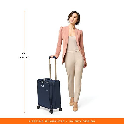 Briggs & Riley Global 21" Carry On Expandable Spinner - Luggage for International Travel, Suitcases with Wheels, Softside Rolling Bag for Men & Women, Self-Repairing Zipper - Baseline Collection, Navy