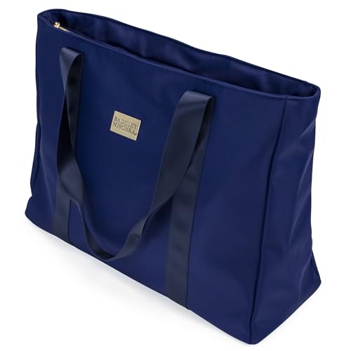 BADGLEY MISCHKA Uncomplicated Nylon Weekender Travel Bag, Lightweight Duffel Tote for Women, Carry On Overnight Bag (Navy)