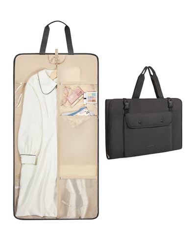 BAGSMART Garment Bags for Travel Foldable Carry on Suit Carrier for Hanging Clothes Stylish Dress Carrier Large Convertible Weekender Garment Bags for Women Men