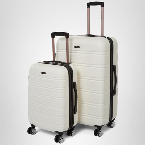 Rockland Melbourne Hardside Expandable Spinner Wheel Luggage, White, 2 Piece (20"/28")