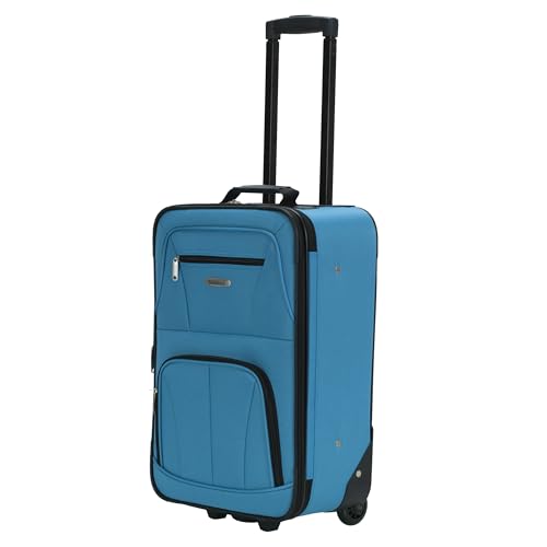 Rockland Fashion Softside Upright Luggage Set, Expandable, Wheel, Telescopic Handle,Turquoise, 2-Piece (14/19)