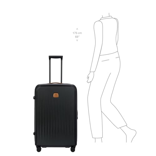 Bric's Taormina Ultra-Light Checked Luggage – Expandable Hard Shell Suitcase with TSA Lock, Anti-Tamper Zippers & 360 Spinner Mobility Wheels - 30 Inch, Black