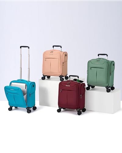 Hanke Underseat Carry On Luggage with Wheels, Lightweight Small Suitcase Airline Approved 16 Inch Softside Personal Item Travel Bag for Women Men, Compact Under Seat Luggage.(Forest Green)