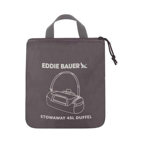 Eddie Bauer Stowaway Packable Duffel Bag | Travel | Foldable | Lightweight | Durable | Ripstop Polyester, 45L, Dark Smoke