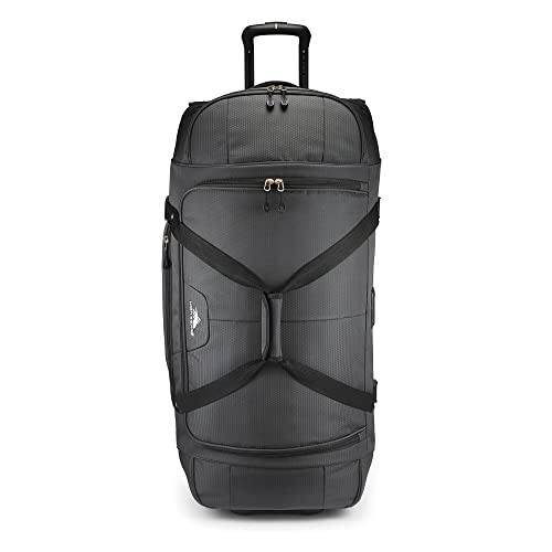High Sierra 34” Wheeled Rolling Duffle Bag, Lightweight and Durable Weekender Travel Duffle bag with Recessed telescoping pull handle, 89L Capacity, Black