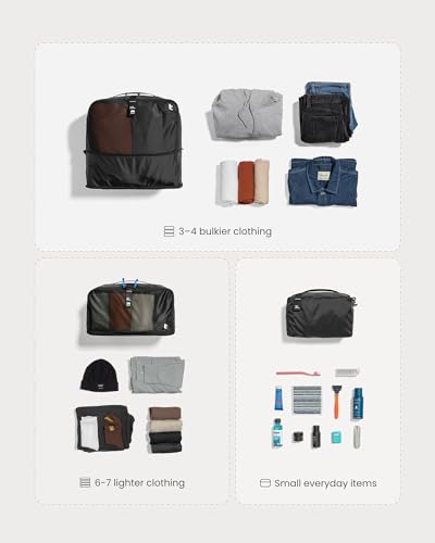 tomtoc 3 Set Packing Cubes for Travel Essentials, Odor-Resistant Compression Expandable Packing Cubes, Lightweight Travel Bag Pouch, Luggage Organizers Accessories for Backpack & Suitcase
