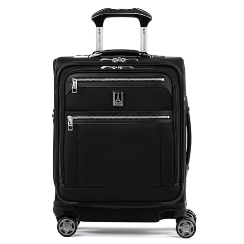 Travelpro Platinum Elite Softside Expandable Carry on Luggage, 8 Wheel Spinner Suitcase, USB Port, Men and Women, International, Shadow Black, Carry On 19-Inch