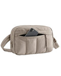 BAGSMART Fanny Packs for Women Cross Body, Quilted Puffy Belt Bag with Pockets, Fashion Waist Packs for Traveling Hiking Camel