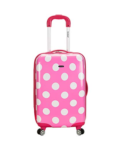 Rockland Laguna Beach Hardside Spinner Wheel Luggage, Pink Dot, Carry-On 20"