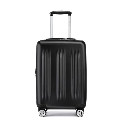 Kono Small 20 Inch Expandable Carry On Luggage with Quiet Spinner Wheels & TSA Lock, Scratch and Drop Resistant PC+ABS Hardside 22x14x9 Airline Approved Suitcase, Black