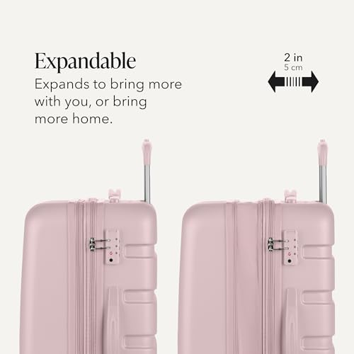 SwissGear 7366 Signature Hardside Expandable Luggage with Spinner Wheels, TSA Lock, Pink, Checked-Medium 23-Inch