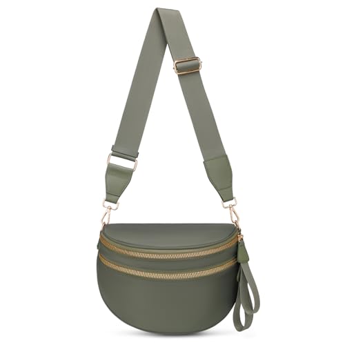 Crossbody Bum Bags for Women Pure Colour Spacious Trendy Sling Bag Nylon Fanny Pack Shoulder Bag for Travel