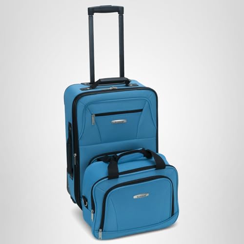 Rockland Journey Softside Upright Luggage Set,Expandable, Turquoise, 4-Piece (14/19/24/28)