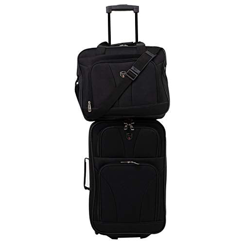 Travelers Club 3 Piece Bowman Luggage Set, Black Carry