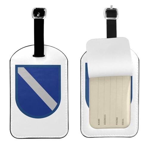 Former Us Army 17th Aviation Brigade-Pathfinder Platoon Beret Flash Luggage Tags for Suitcases PU Leahter Luggage Tag with Privacy Cover ID Tags Men Women Cute Travel Bag Luggage Accessories