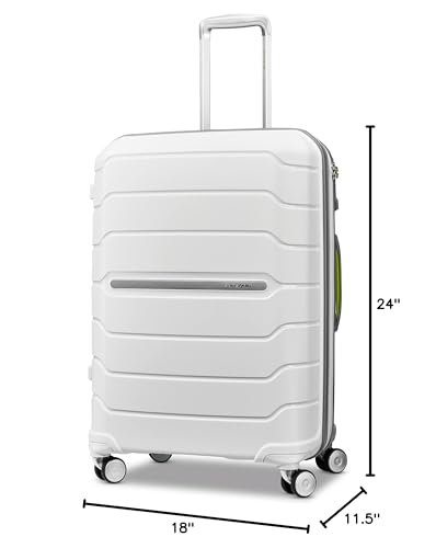 Samsonite Freeform Medium Luggage with Dual 360° Spinner Wheels - Checked Suitcase - TSA Lock, Airline-Approved - Lightweight Durable Polypropylene Expandable Hardshell - White/Grey