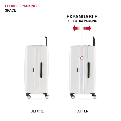 SwissGear Wanderlust Pro Lightweight Hardside Expandable Luggage Set with Spinner Wheels, White, 3-Piece Set (20/24/28)