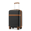 Kono Airline Approved Carry On Luggage, 22x14x9 inches, 20 Inch Expandable Lightweight Hardshell Suitcase with TSA Lock, (Black Brown, Suitable for 1-3 Days of Travel)