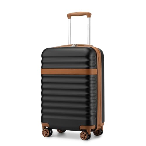 Kono Airline Approved Carry On Luggage, 22x14x9 inches, 20 Inch Expandable Lightweight Hardshell Suitcase with TSA Lock, (Black Brown, Suitable for 1-3 Days of Travel)
