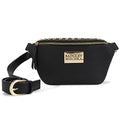 BADGLEY MISCHKA Bridgette Black Studded Vegan Leather Belt Bag | Sling | Fanny Pack | Cross Body Bag