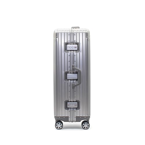 Gabbiano All-Aluminum Luggage Set, 2-Piece Zipperless Suitcase (20” Carry-On + 30” Large) – Aluminum-Magnesium Hardside Spinner with TSA Latch Locks, 22x14x9 (Silver, Large 30")