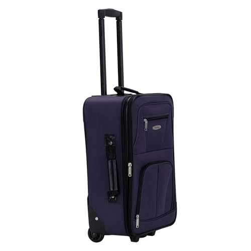 Rockland Fashion Softside 2 Piece Luggage Set, Expandable, (14" Tote/19" Upright), Purple