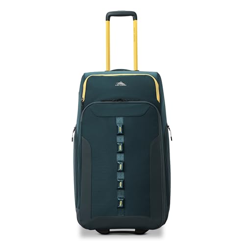 High Sierra Hi-Life 28-Inch Medium Wheeled Duffle - Features Smooth Rolling Wheels, WetPak Pockets, Stack-It Strap, Adjustable Handle, Fleece Pocket, Padded Laptop Sleeve, Expandable - Green/Yellow