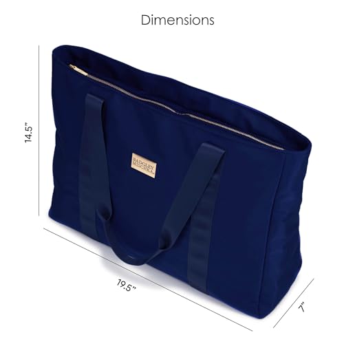 BADGLEY MISCHKA Uncomplicated Nylon Weekender Travel Bag, Lightweight Duffel Tote for Women, Carry On Overnight Bag (Navy)