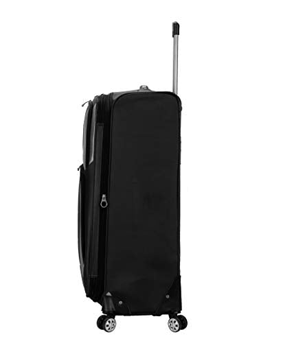 Rockland Impact Softside 4 Piece Spinner Wheel Luggage Set, (18"/22"/26"/30"), Black