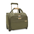 Briggs & Riley 2-Wheel Cabin Bag - Carry On Luggage for Travel, Suitcases with Wheels, Softside Rolling Bag for Men & Women, Interlocking Handle, Self-Repairing Zipper - Baseline Collection, Olive
