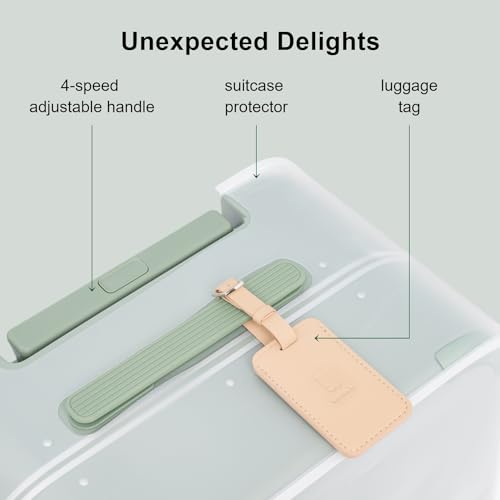 LEVEL8 Zipperless Carry On Luggage Airline Approved with Aluminum Frame, Cute Hardside Suitcase with Spinner Wheels, Metal Rolling Travel Case with Tsa Locks, 20 Inch, Light Green