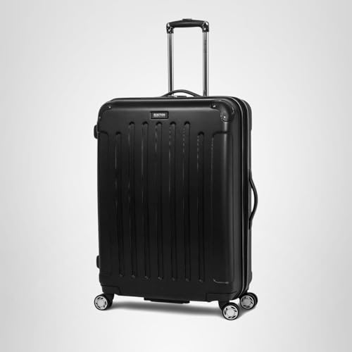 Kenneth Cole REACTION Renegade Luggage Expandable 8-Wheel Spinner Lightweight Hardside Suitcase, Black, 24-Inch Checked