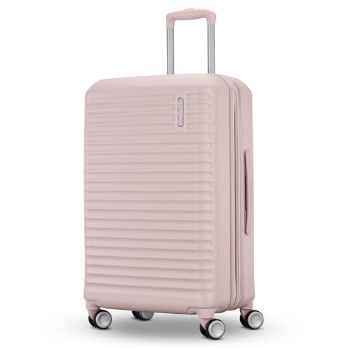 American Tourister Stratum 3.0 Medium 24-Inch Spinner, Airline Approved, Durable Hardside Luggage, Expands 1.5", RightHeight™ Adjustable Handle, Pink Blush