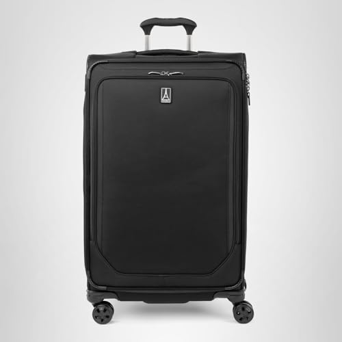Travelpro Crew Classic Lightweight Softside Expandable Checked Luggage, 8 Wheel Spinner Suitcase, TSA Lock, Men and Women, Checked Medium 25-Inch, Black